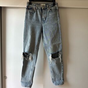 Topshop Straight Leg Distressed Jeans